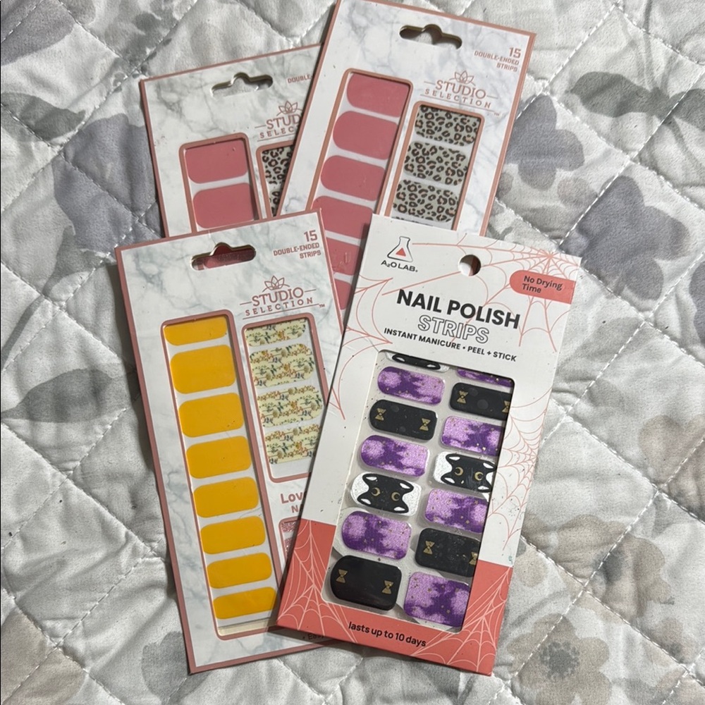 Purple and Black Nail Polish Strips